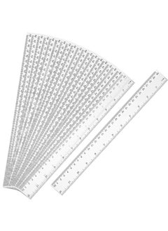eBoot 20 Pack Clear Plastic Ruler 12 Inch Straight Ruler Flexible Ruler With Inches And Metric For School Classroom Home Or Office Clear  - Image 1
