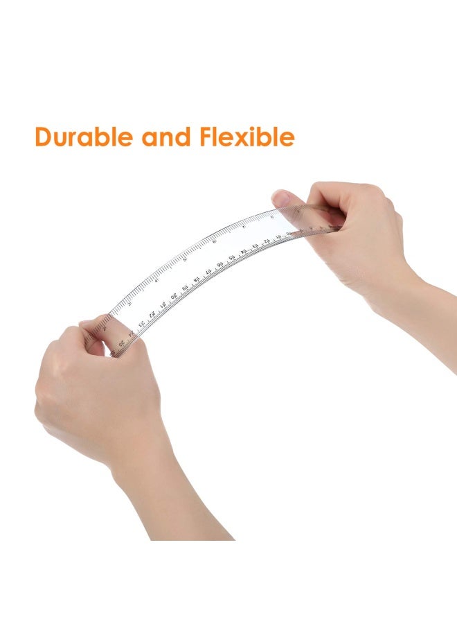 20 Pack Clear Plastic Ruler 12 Inch Straight Ruler Flexible Ruler With Inches And Metric For School Classroom Home Or Office Clear