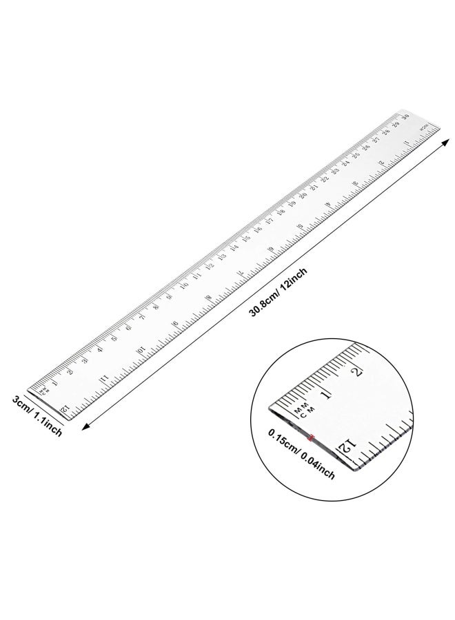 eBoot 20 Pack Clear Plastic Ruler 12 Inch Straight Ruler Flexible Ruler With Inches And Metric For School Classroom Home Or Office Clear  - Image 4