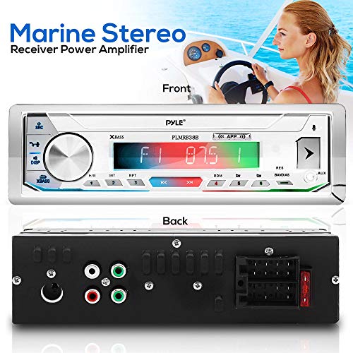 Pyle Marine Stereo Receiver Power Amplifier - AM/FM/MP3/USB/Aux/SD Card Reader Marine Stereo Receiver, Single Din, 30 Preset Memory Stations, LCD Display with Remote Control - PLMRB39W - Image 2