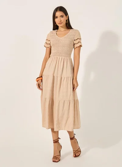 Take Two Tiered Smocked Midi Dress