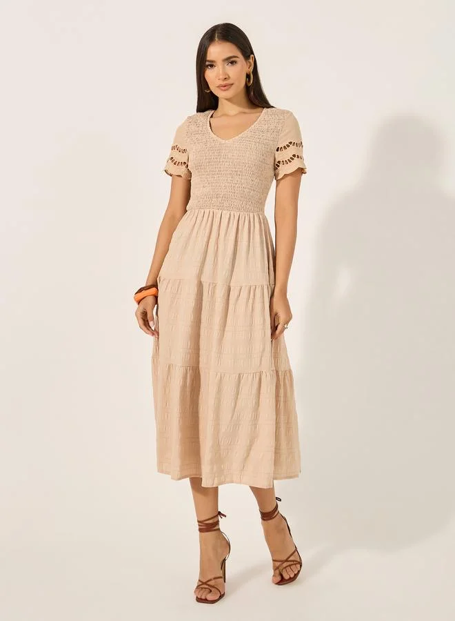 Take Two Tiered Smocked Midi Dress
