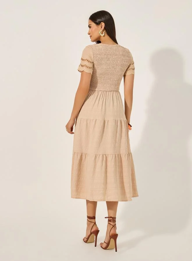Take Two Tiered Smocked Midi Dress