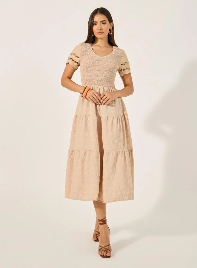 Take Two Tiered Smocked Midi Dress
