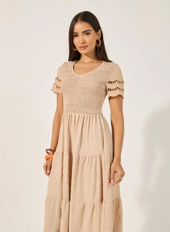 Take Two Tiered Smocked Midi Dress
