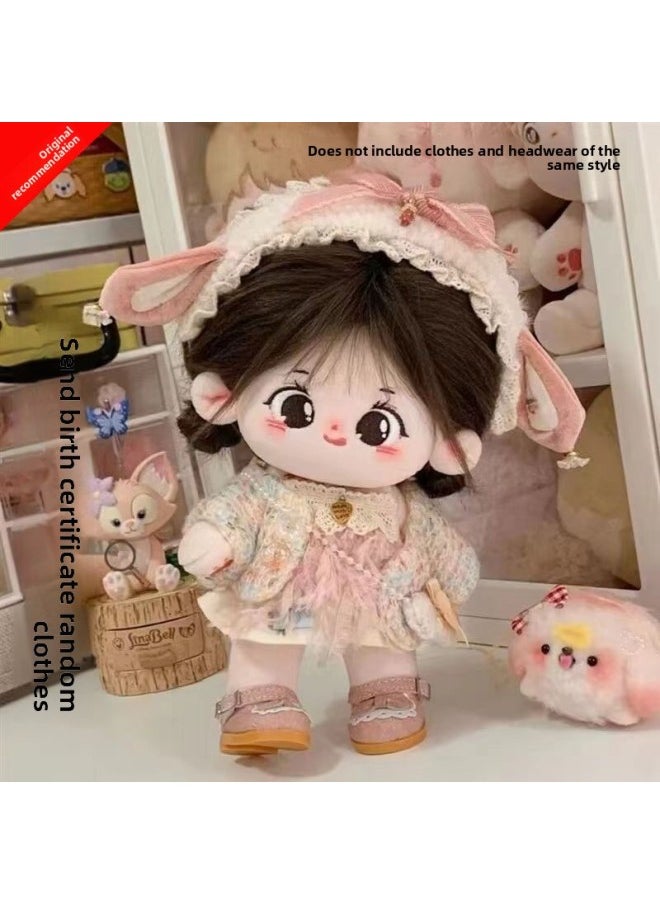 Chestnut Cotton Doll Doll Female Doll 20cm Non-Attribute Replaceable Humanoid Plush Doll Birthday Gift For Girls-Specification:Boneless Naked Baby [1 Random Skirt + Blush + Four-piece Dressing Set]-Color:Little Crooked  - Image 4