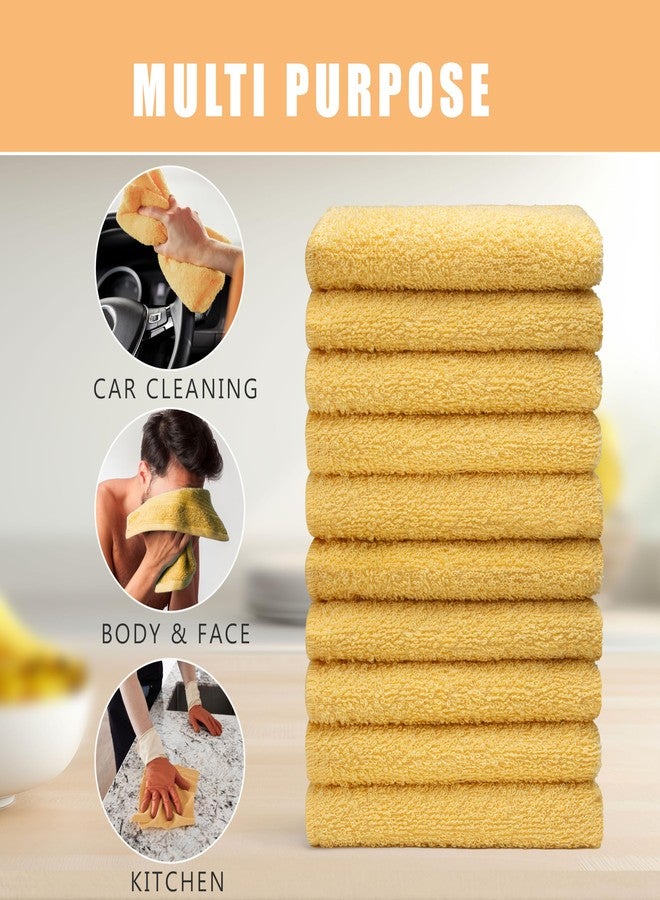 Textila Stores Textila Terry Wash Cloths - Pack of 10, Warm Yellow, 12x12 Inches - Soft, Absorbent & Multipurpose Cotton Washcloths for Face, Hand, Bath, Kitchen, Spa, Gym & Hotel Use - Image 5