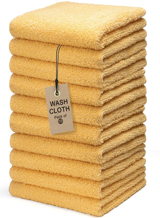 Textila Stores Textila Terry Wash Cloths - Pack of 10, Warm Yellow, 12x12 Inches - Soft, Absorbent & Multipurpose Cotton Washcloths for Face, Hand, Bath, Kitchen, Spa, Gym & Hotel Use - Image 1