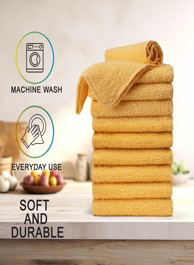 Textila Stores Textila Terry Wash Cloths - Pack of 10, Warm Yellow, 12x12 Inches - Soft, Absorbent & Multipurpose Cotton Washcloths for Face, Hand, Bath, Kitchen, Spa, Gym & Hotel Use - Image 3