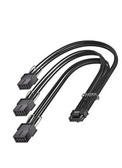 KASTWAVE PCI-E 5.0 Extension Cable 30cm/1ft 16 Pin(12+4) Male to PCIE 3x8Pin(6+2) Female Sleeved Extension Cable with 4 Cable Combs 12VHPWR 16AWG Cable Compatible for GPU RTX 3090Ti 4070Ti 4080 4090, Black  - Image 1