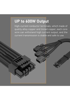 KASTWAVE PCI-E 5.0 Extension Cable 30cm/1ft 16 Pin(12+4) Male to PCIE 3x8Pin(6+2) Female Sleeved Extension Cable with 4 Cable Combs 12VHPWR 16AWG Cable Compatible for GPU RTX 3090Ti 4070Ti 4080 4090, Black  - Image 5
