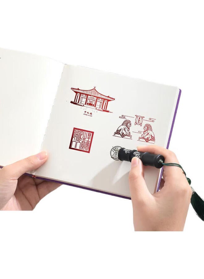 Jiaranheng مجموعة طوابع جياران هينغ المربعة، كتاب تسجيل السفر، كتاب طوابع محمول للمتحف، دفتر ملاحظات فارغ عالي الجودة، كتاب طوابع تسجيل معلم المدينة المحرمة في بكين، كتاب تذكاري، أصفر - Image 2
