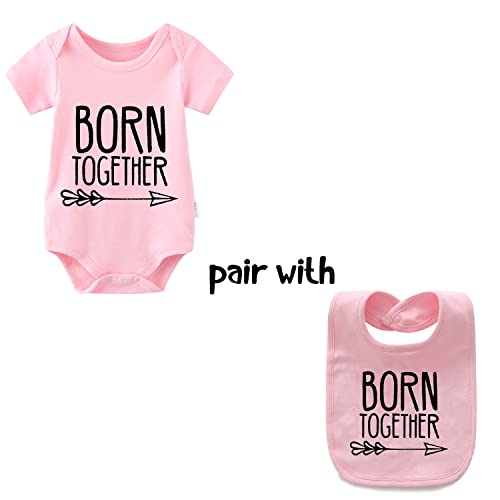 YSCULBUTOL Baby Twins Bodysuits Best Friends Forever Baby Clothes Set with Bibs Girl Outfit with hat（PinkBule Best3M） - Image 3