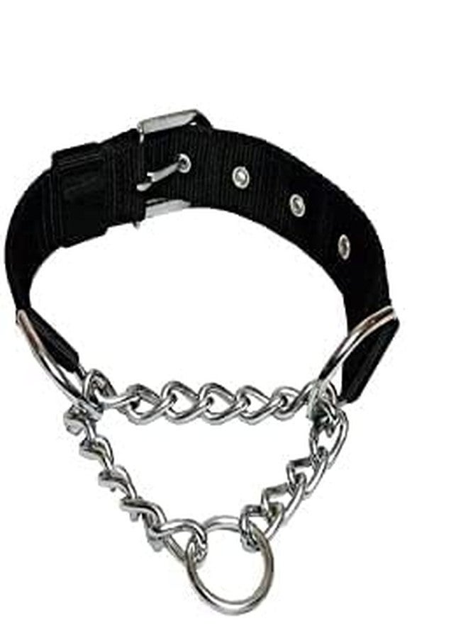 Fondle Heavy Duty Dog Chain Collar with Leash Set, Black Nylon and Metal Chain, Adjustable Buckle, Training and Walking for Medium to Large Dogs - Image 2