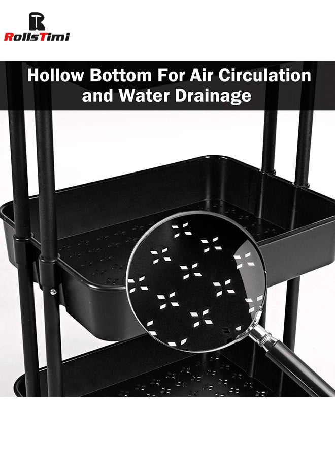 رولستيمي 3-تير المتداول رفوف عربة معدنية منظم أسود - Image 4