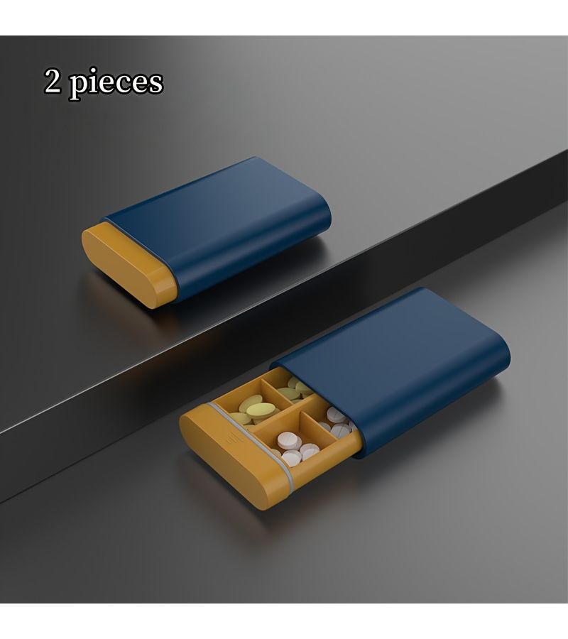 Blue 2Pcs Portable Medicine Storage Box 6 Compartment Handbag Mini Case For Outdoor Travel Capsule Sorting - Image 3