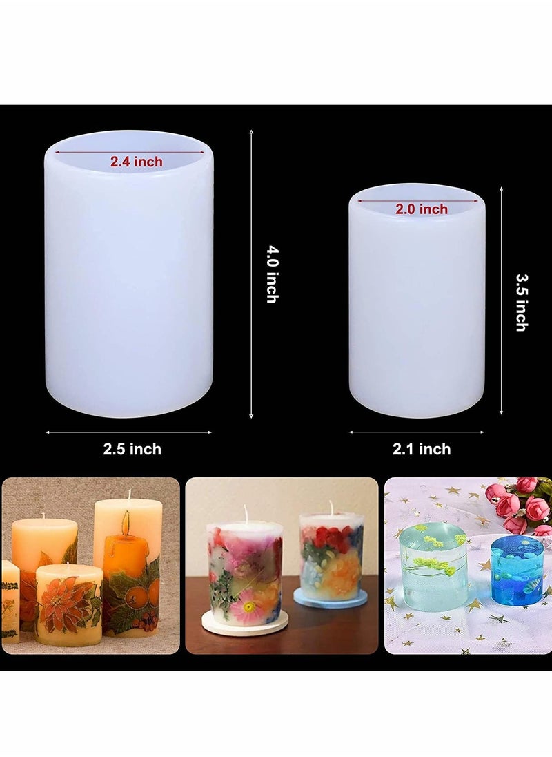 SYOSI - 2pcs Silicone Candle Molds for Candle Making 2 Sizes Cylinder Resin Molds for Making Aromatherapy Candles DIY Casting Epoxy Mold for Resin Soap Flower Specimen Insect Specimen Clay Craft - Image 1