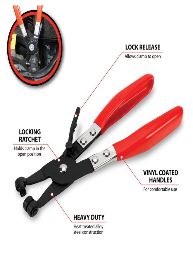 بيرفورمانس تول كماشة مشابك خرطوم مسطحة W80654 من Performance Tool للمرائب وورش العمل، لون أسود/أحمر - Image 3