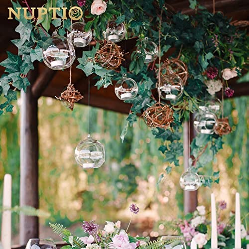 NUPTIO 12 Pcs 3.15"/ 8cm Hanging Glass Tealight Holder Globe Plant Terrariums Glass Orbs Air Plants Tea Light Candle Holders Home Decor Indoor Outdoor Garden DIY Gifts (9 Pcs + 3 Pcs) - Image 4