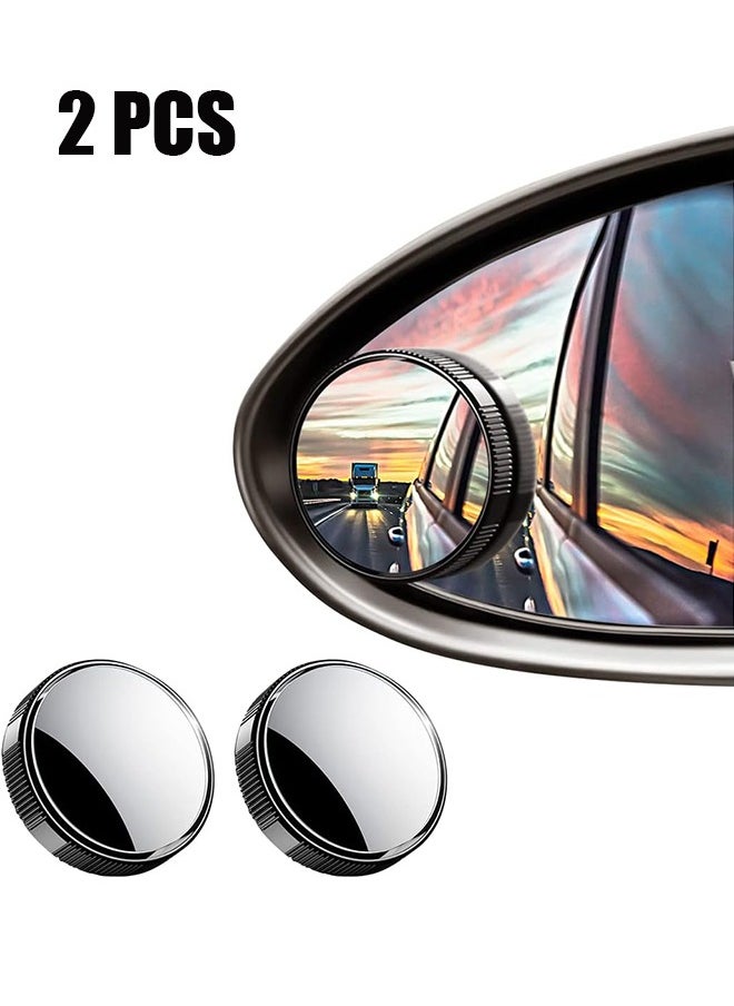 HY 2 Pcs Blind Spot Car Mirror, 2.15 inch Reusable Round HD Glass Convex 360° Wide Angle Side Rear View Mirror with Sucker for Cars SUV and Trucks(Black)  - Image 1