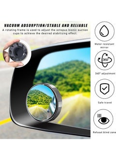 HY 2 Pcs Blind Spot Car Mirror, 2.15 inch Reusable Round HD Glass Convex 360° Wide Angle Side Rear View Mirror with Sucker for Cars SUV and Trucks(Black)  - Image 5