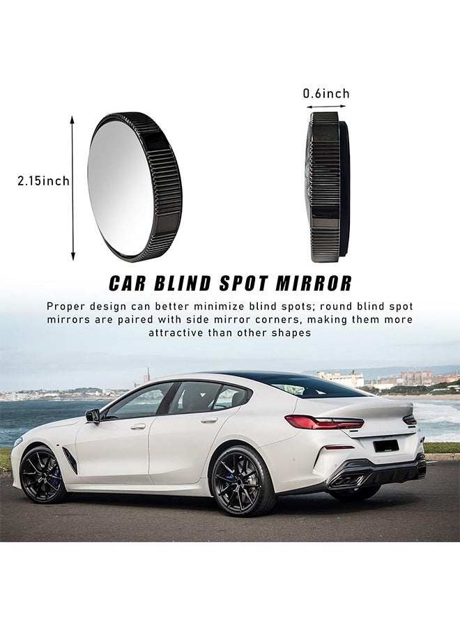 HY 2 Pcs Blind Spot Car Mirror, 2.15 inch Reusable Round HD Glass Convex 360° Wide Angle Side Rear View Mirror with Sucker for Cars SUV and Trucks(Black)  - Image 2