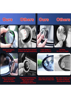 HY 2 Pcs Blind Spot Car Mirror, 2.15 inch Reusable Round HD Glass Convex 360° Wide Angle Side Rear View Mirror with Sucker for Cars SUV and Trucks(Black)  - Image 3