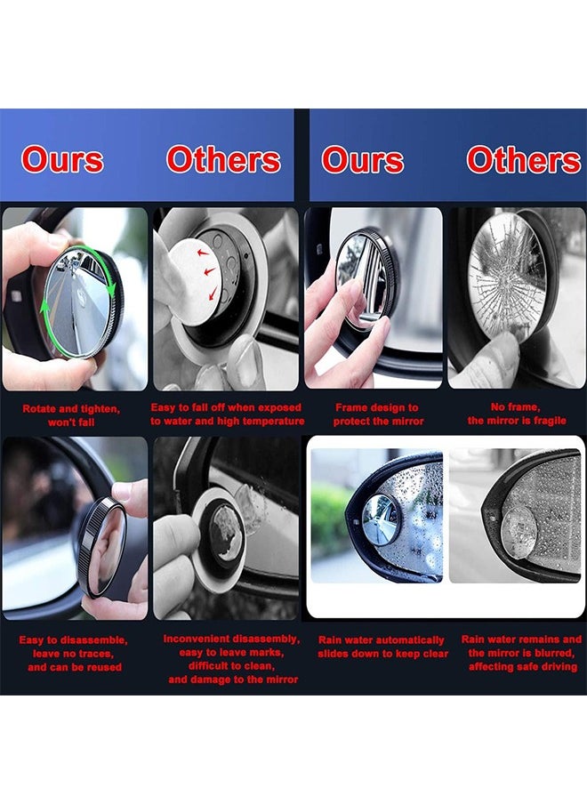 HY 2 Pcs Blind Spot Car Mirror, 2.15 inch Reusable Round HD Glass Convex 360° Wide Angle Side Rear View Mirror with Sucker for Cars SUV and Trucks(Black)  - Image 3