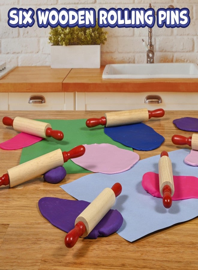 READY 2 LEARN Mini Wooden Rolling Pins | Set of 6 | 7.25 inches | Turning Handles | Play Dough Rollers for Crafts and Imaginative Play - Image 2