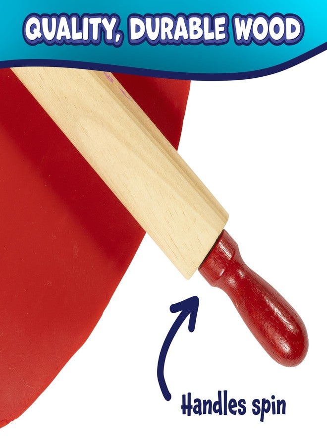 READY 2 LEARN Mini Wooden Rolling Pins | Set of 6 | 7.25 inches | Turning Handles | Play Dough Rollers for Crafts and Imaginative Play - Image 4