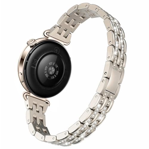 DEALELE Bands Compatible with Huawei Watch GT6 41mm / GT5 Pro 42mm / GT5 / GT4 41mm / Fossil Women's Gen 6 / Gen 5E 42mm / Garmin Venu 3S, 18mm Slim Bling Rhinestone Metal Strap for Women, Champagne g - Image 2