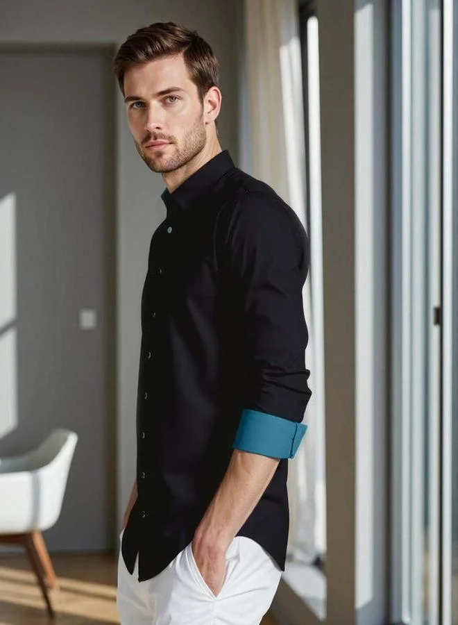 Dennis Lingo Dennis lingo Men Solid Spread Collar Casual Shirt