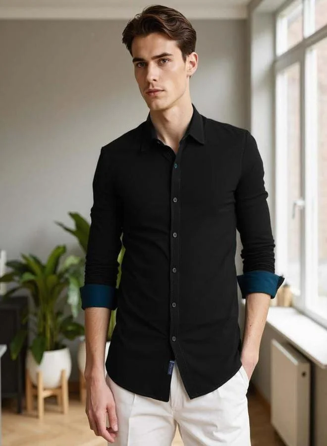 Dennis Lingo Dennis lingo Men Solid Spread Collar Casual Shirt