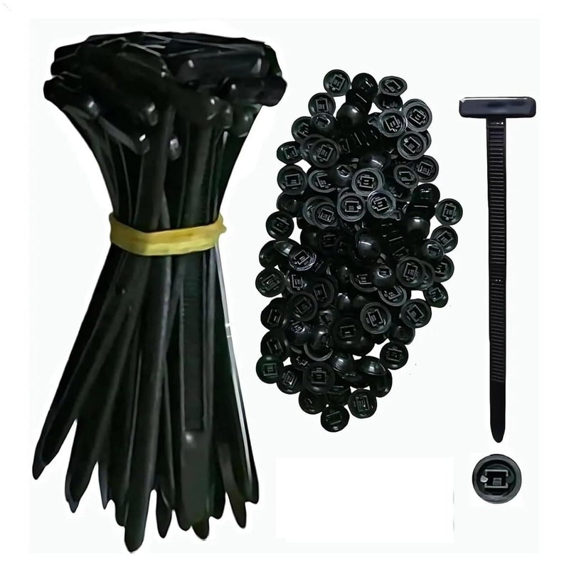 أربطة حبل النايلون مع مشابك تثبيت سريعة للرفارف، صندوق السيارة، حماية المحرك، إدارة الأسلاك، 200 قطعة (5 مجموعات) - Image 1