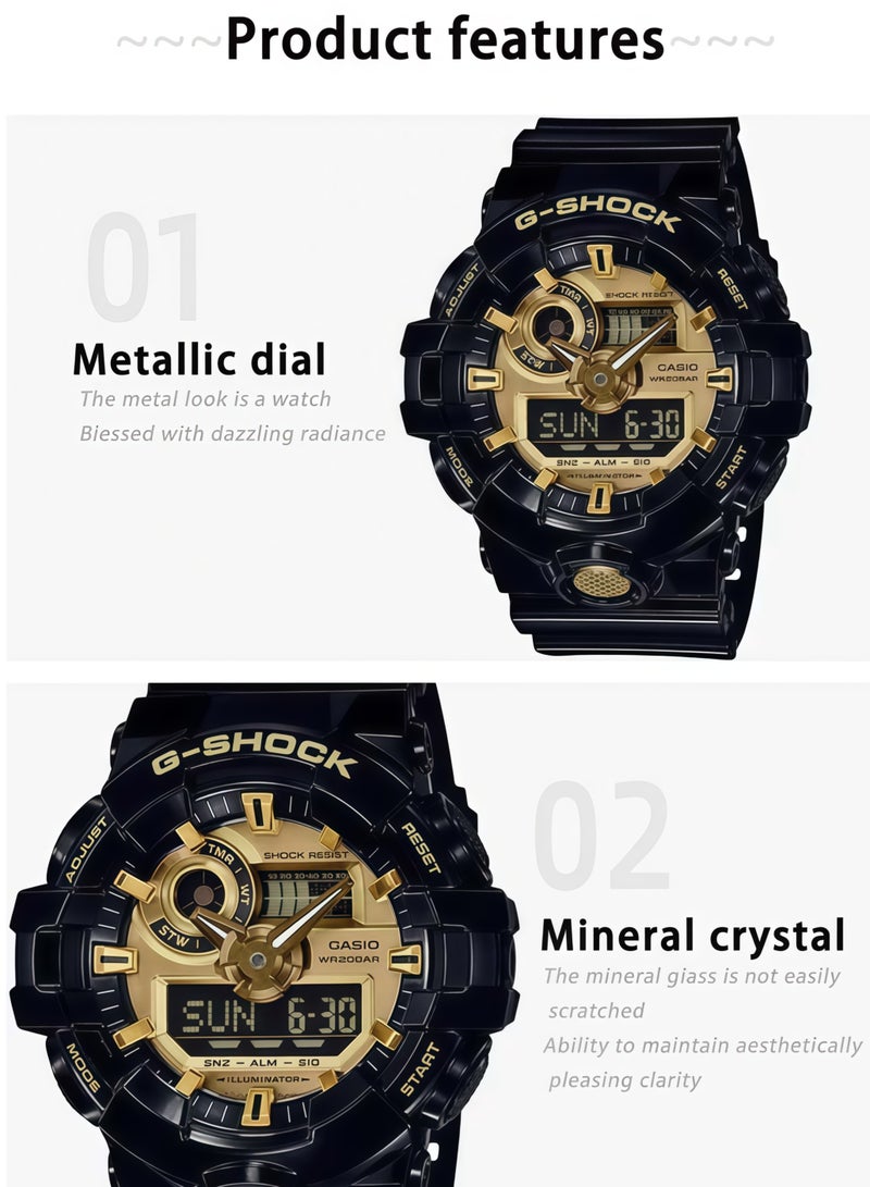 CASIO Casio Watches G-SHOCK Series Jungle Camouflage Gold Word Outdoor Men's Watch GA-710GB-1A - Image 4