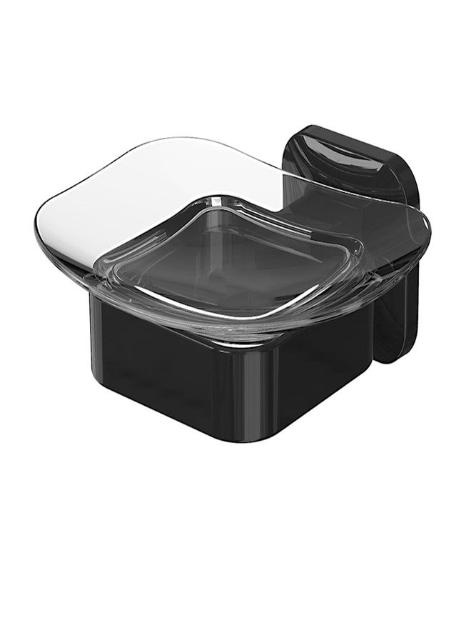 RAIKEDR Shower Soap Holder, Wall Mounted Soap Dish, Soap Saver, Soap Tray, Bar Soap Holder for Shower Bathroom & Kitchen Accessories (Black, 4.49 x 4.333 in) - Image 1