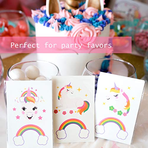 Gooji Unicorn Temporary Tattoos (16 sheets, 32 tattoos) Party Favors and Supplies for Children's Birthday | Fake, Non-Toxic, Skin Safe | Bright, Colorful Designs for Kids, Adults | Easily Removable - Image 2