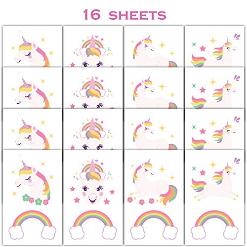 Gooji Unicorn Temporary Tattoos (16 sheets, 32 tattoos) Party Favors and Supplies for Children's Birthday | Fake, Non-Toxic, Skin Safe | Bright, Colorful Designs for Kids, Adults | Easily Removable - Image 5
