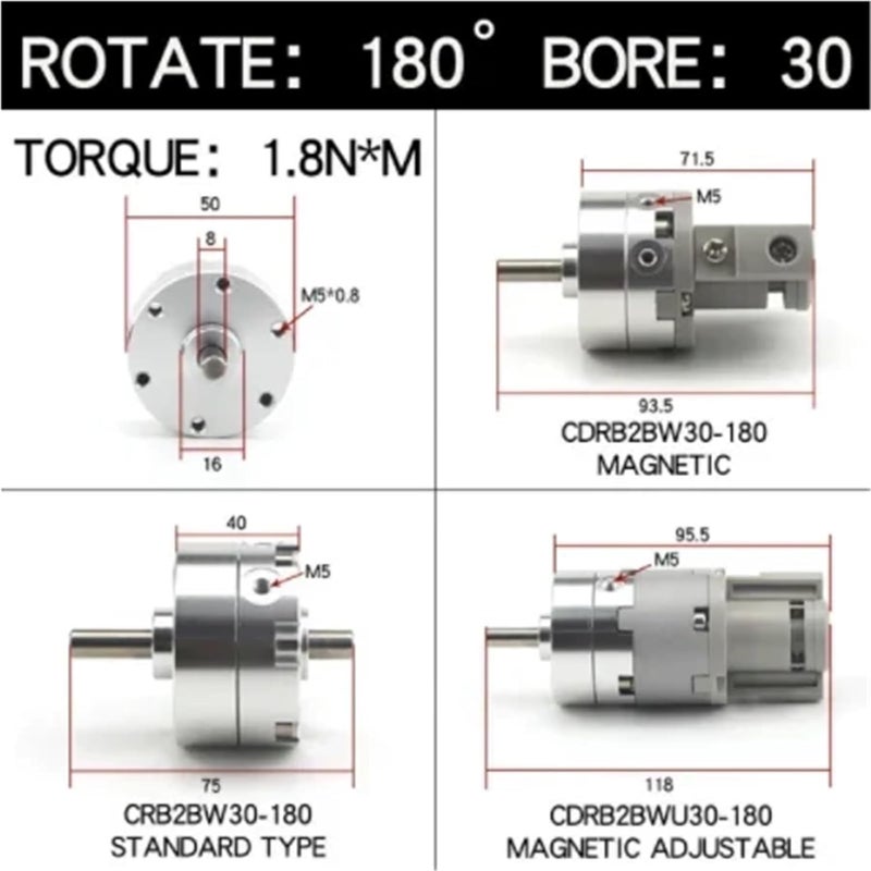 Vane Rotary Swing Cylinder CRB2BW CRB2BW20-270S CRB2BW30-90S CRB2BW40-180S CRB2BW30-180S 1Pcs(30-180S,CRB2BW) - Image 2