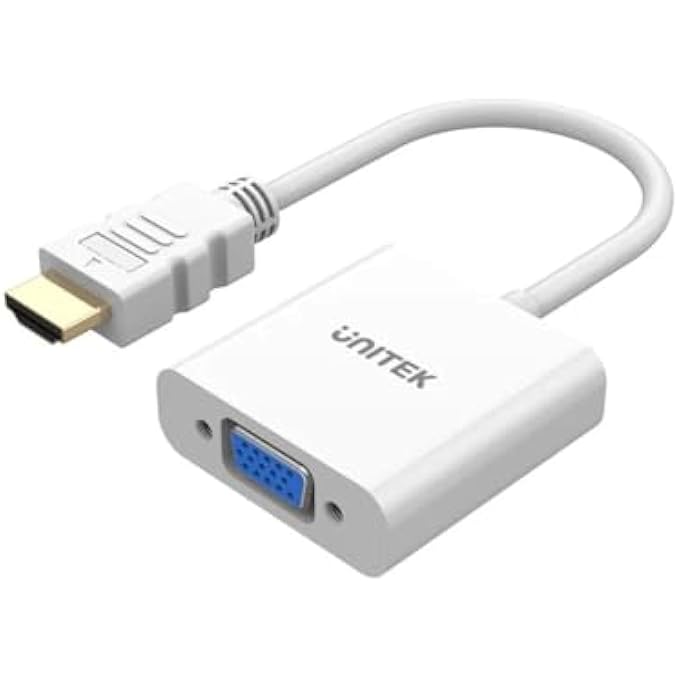 UniTex محول HDMI إلى VGA، دعم دقة 1080P FULL HD، معدل تحديث 60HZ، أبيض - Image 1