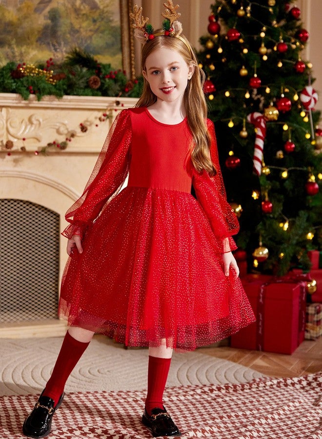 Arshiner فستان عيد الميلاد للأطفال من أرشينر للفتيات - زي يوم الحب الأحمر - فستان توتو بأكمام طويلة من تول - ملابس حفلات رسمية للأميرات 5t - Image 3