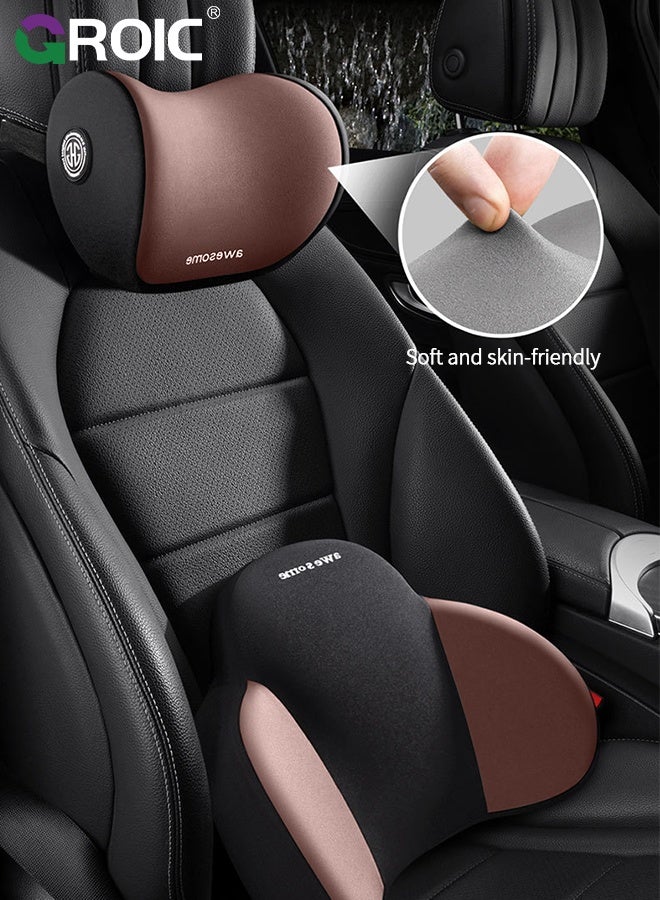 GROIC Lumbar Support Pillow and Car Headrest Neck Pillow Set, Car Neck Pillow Kit,Lumbar Support Pillow for Car,Car Back Support,Memory Foam Low Back Cushion for Back Pain Relief,Automotive Interior - Image 3
