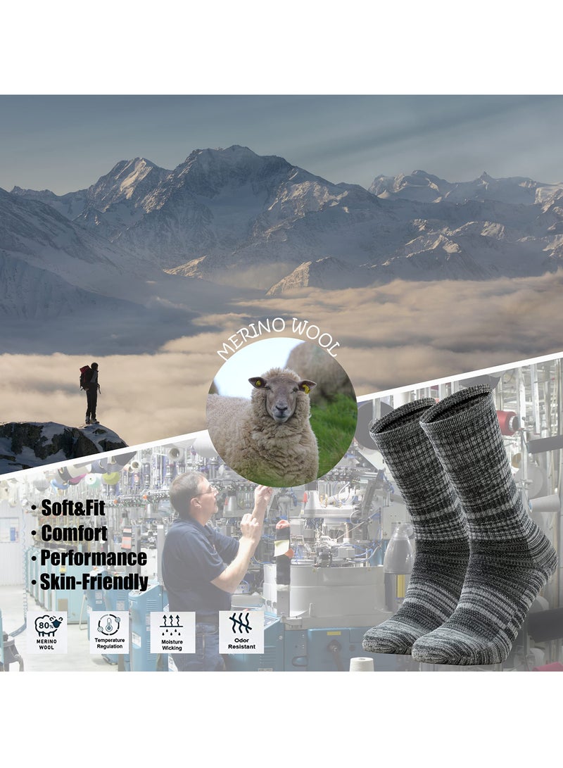 SYOSI 2 Pairs of Merino Wool Socks, Breathable Warm Wool Socks for Men and Women, Middle Length Merino Wool Socks, Moisture Wicking Wool Socks for Hiking, Running, Skiing (Grey) - Image 4