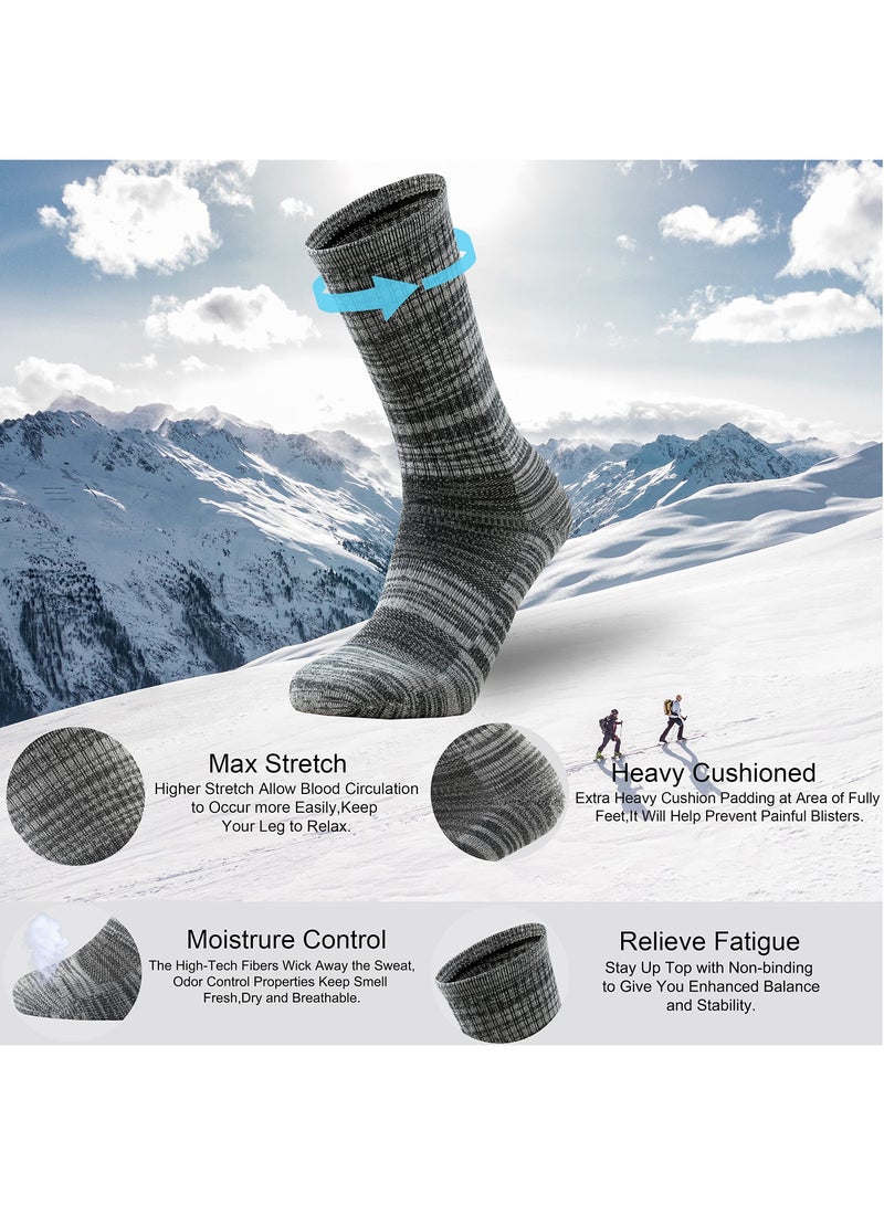 SYOSI 2 Pairs of Merino Wool Socks, Breathable Warm Wool Socks for Men and Women, Middle Length Merino Wool Socks, Moisture Wicking Wool Socks for Hiking, Running, Skiing (Grey) - Image 2