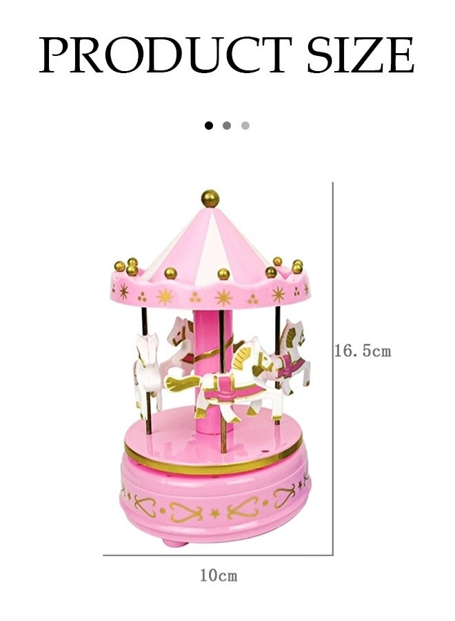 DUNISO صندوق موسيقي دوار، لحن أربعة خيول كرتوني، زينة موسيقية للأطفال، لعبة موسيقية للأطفال، تشغيل يدوي، لا يحتاج إلى بطارية، 10 * 16.5 سم - Image 2