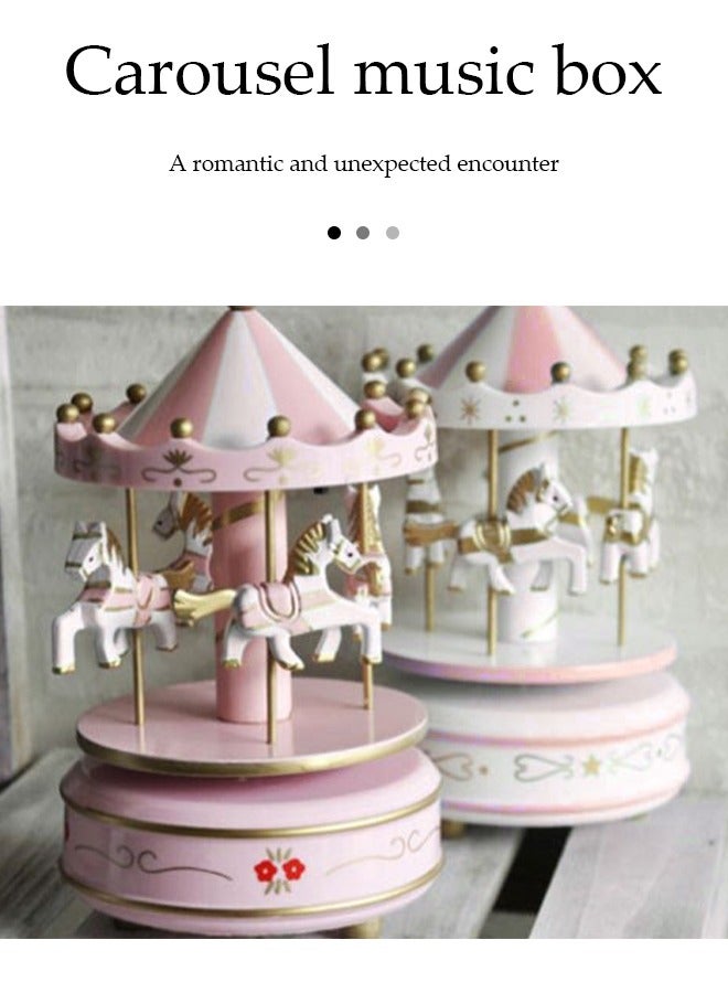 DUNISO صندوق موسيقي دوار، لحن أربعة خيول كرتوني، زينة موسيقية للأطفال، لعبة موسيقية للأطفال، تشغيل يدوي، لا يحتاج إلى بطارية، 10 * 16.5 سم - Image 3