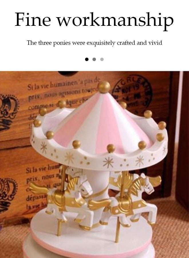 DUNISO صندوق موسيقي دوار، لحن أربعة خيول كرتوني، زينة موسيقية للأطفال، لعبة موسيقية للأطفال، تشغيل يدوي، لا يحتاج إلى بطارية، 10 * 16.5 سم - Image 4