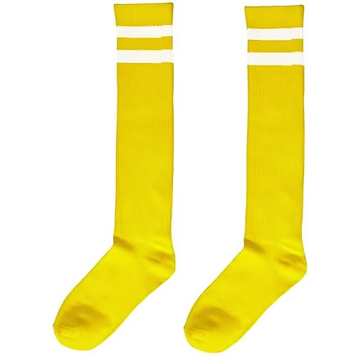 Amscan Yellow Striped Knee Socks OneSizeFitsMost 1 Pair Ultracomfy Breathable Footwear Perfect for Fun Casual Outfits - Image 1