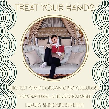 Hydrating Hand Mask Gloves Pamper Gift Shea Butter and Aloe Infused Moisturising Gloves for Dry Hands Skincare Treatment with Collagen Hyaluronic Acid Luxury Home Spa by SKIMONO 4 Pairs