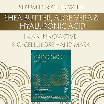 Hydrating Hand Mask Gloves Pamper Gift Shea Butter and Aloe Infused Moisturising Gloves for Dry Hands Skincare Treatment with Collagen Hyaluronic Acid Luxury Home Spa by SKIMONO 4 Pairs